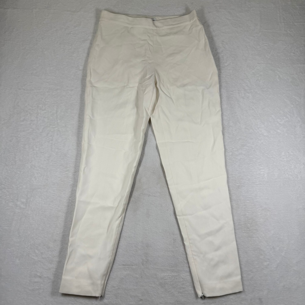 Narciso Rodriguez Cream Slim Leg Trousers Side Ankle Zip‎ Made in Italy Size 40